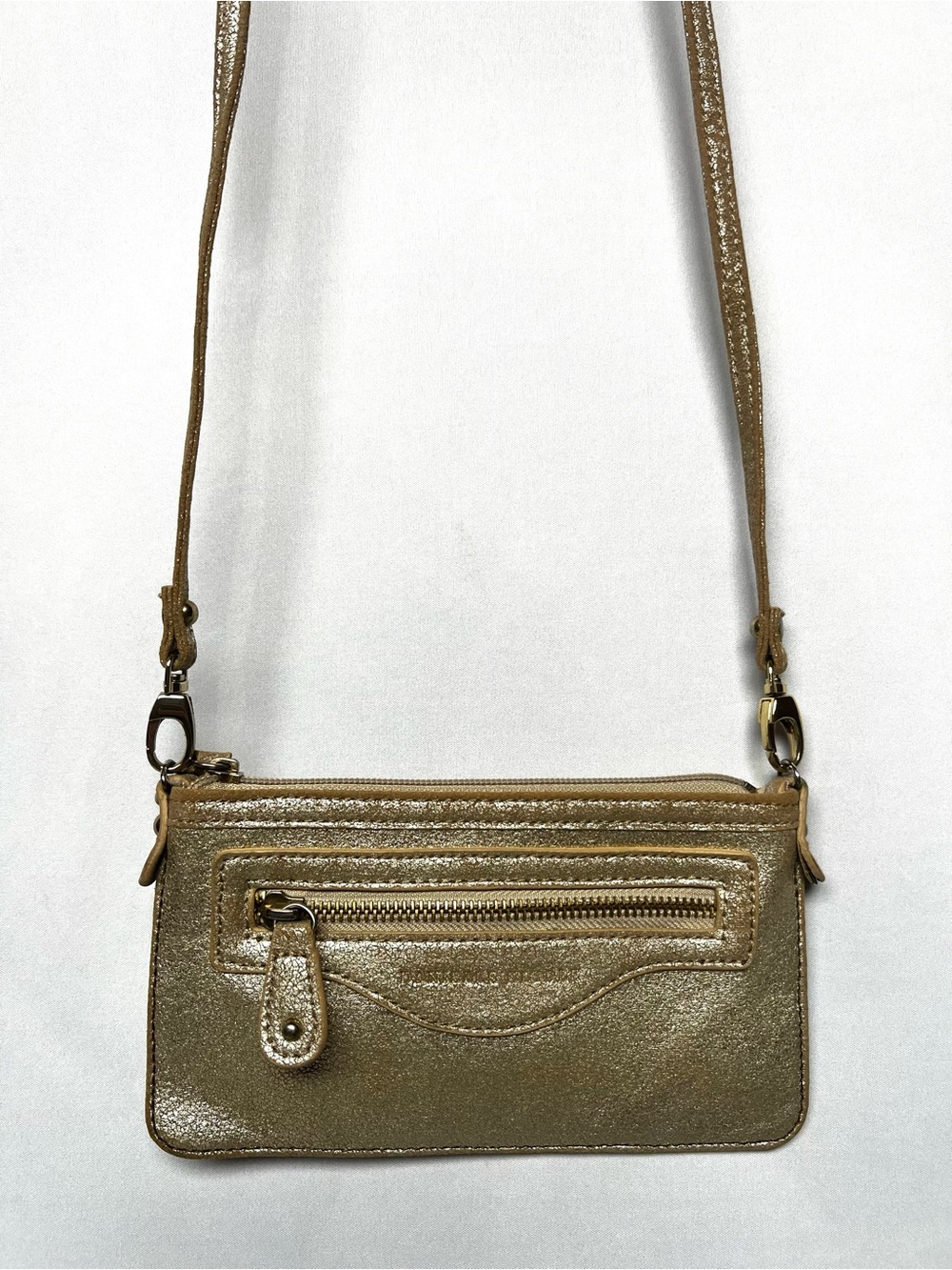 Danielle Nicole Metallic Gold Crossbody Wallet Bag